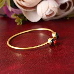 Beautiful Design Boho Gemstone Cuff Boho Brass Bangle for Women 18K Gold Plated Minimal Open <b>Bracelet</b> for Wholesale OEM ODM - Product Image 2