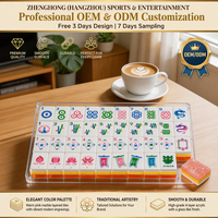 Mahjong Akrilik Motif Marmer Mewah, Ubin Standar Dilukis Tangan, Label Pribadi Kustom Grosir untuk Permainan 4 Pemain
