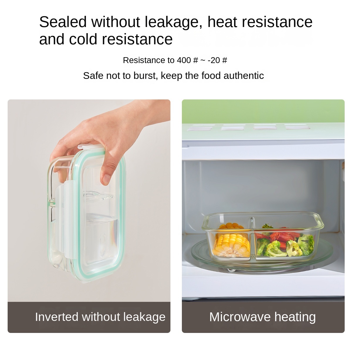 Modern Eco-Friendly Sustainable Glass Lunch Box Microwave Safe Rectangular Large Capacity Fresh-Keeping Lid Multifunction Food view 2