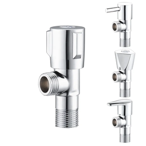 Échantillon gratuit 2 voies Design chromé 1/2 pouces robinet salle de bain eau en laiton vannes d'angle salle de bain cuisine accessoires <span class=keywords><strong>accer</strong></span> - Product Image 2