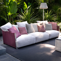 Canapé d'extérieur en corde tressée pour patio et jardin, table basse haut de gamme en alliage d'aluminium étanche pour villas, hôtels et complexes hôteliers, mobilier métallique