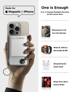 Lisen 5 in 1ก้อนแบตเตอรี่แม่เหล็ก10000มิลลิแอมป์ต่อชั่วโมงแบบพกพาไร้สายแบตเตอรี่สำรองสำหรับ <span class=keywords><strong>iPhone</strong></span> 16 15 14 <span class=keywords><strong>PRO</strong></span> <span class=keywords><strong>MAX</strong></span> นาฬิกาอัจฉริยะสำนักงาน - Product Image 6