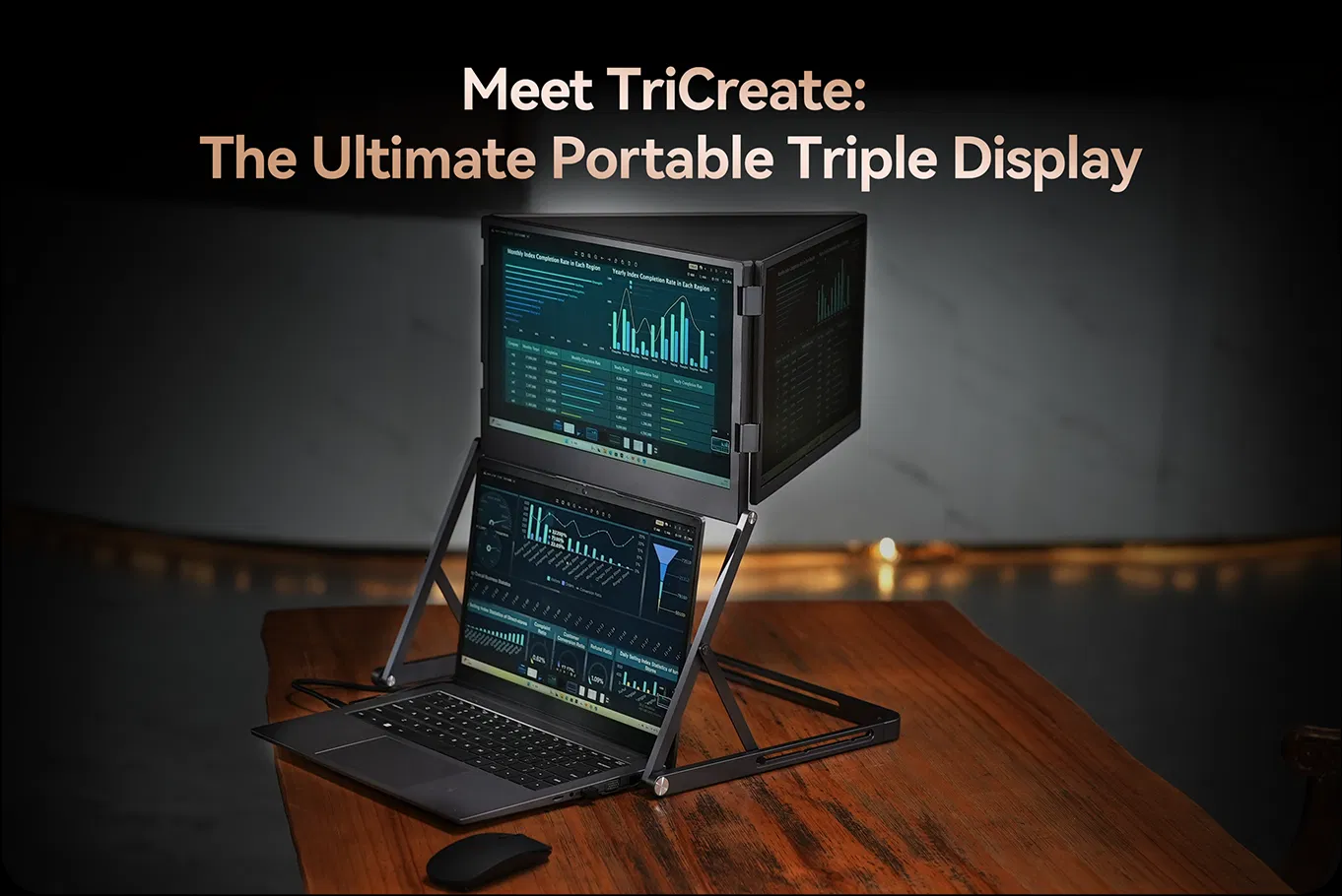 トリプルポータブルモニターラップトップ用TriCreate 15.6