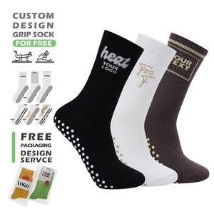 कस्टम स्पोर्ट्स विरोधी पर्ची मोजे गैर-पर्ची पकड़ लुभावनी पसीना-शोषक क्रू सॉक डिजाइन कपास महिला फिटनेस - Product Image 3