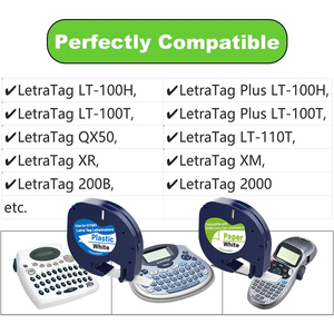 Cinta de Etiquetas de Repuesto de 12 mm, Negra sobre Blanca, Autoadhesiva, Compatible con <span class=keywords><strong>Dymo</strong></span> <span class=keywords><strong>LetraTag</strong></span> 91200 91201 LT-100H LT-100T QX50 XR - Product Image 6
