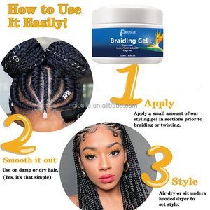 Gel pour cheveux non gras à tenue extra ferme de marque privée Confiture de tressage claire brillante pour tresse torsadée Loc <span class=keywords><strong>N</strong></span> tenue forte - Product Image 5