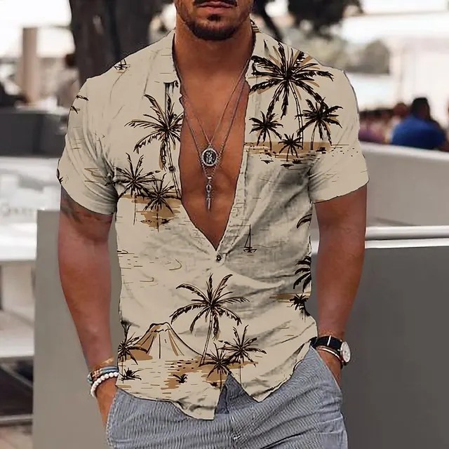 الذكور عارضة طباعة شاطئ قمصان قصيرة الأكمام في الهواء الطلق الشارع رجل بلوزة الصيف زائد حجم هاواي مصمم قميص للرجال