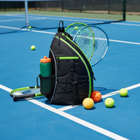 Sac à bandoulière Pickleball réglable en polyester avec fermeture éclair pour hommes/femmes, grande capacité, crochet pour clôture, résistant à l'eau