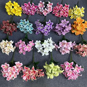 Bouquet de lys artificiels, 10 têtes, fleurs en soie réalistes, décoration de mariage, décoration de salon - Product Image 2