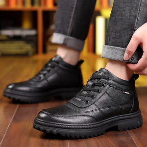 Botas de Nieve para Hombre, de Cuero Genuino, Forradas de Piel, Antideslizantes, con Punta Redonda, Suela de Goma, Entresuela de EVA, Cálidas, de Algodón - Product Image 4