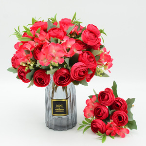 Bouquet de roses artificielles Dongchen Crafts, fleurs en soie, décorations pour mariage et maison - Product Image 1