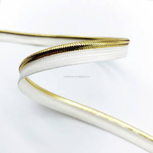 1cm vàng lurex bện thân thiện với môi phẳng <span class=keywords><strong>Polyester</strong></span> may dây đường ống cho túi hàng may mặc Giày nhà dệt may - Product Image 1