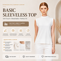 Chemise intérieure décontractée pour femme avec logo personnalisé, sans manches, respirante, col en V, plissée, extensible, douce, unie, automne, 100% polyester, musulmane