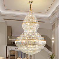 Lustre de luxe en cristal K9 doré pour villa, salle de banquet, salon, hôtel, couloir, lampe suspendue