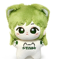 Peluche personnalisée en forme d'oreille de chat verte, brodée, figurine d'anime, jouet cadeau