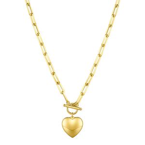 De alta calidad 18K chapado en oro de acero inoxidable OT hebilla corazón colgante collar cadena P203148 - Product Image 2