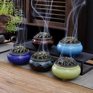 陶器製香炉 小型アロマセラピーストーブ 家庭用工場卸売 磁器香炉 - Product Image 3