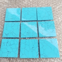 Vente en gros de pierres précieuses bleu ciel pierre synthétique turquoise 40*40*2mm feuilles carrées vierges bijoux incrustés de découpe sculptés bricolage