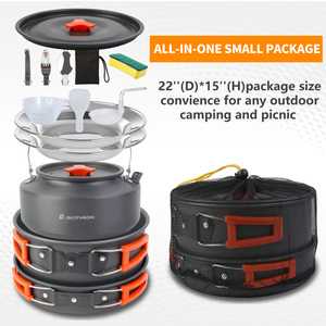 Ensemble de cuisine de camping - Poêle à frire portable en aluminium anodisé avec couvercle en acier inoxydable, design léger et pliable pour cuisinière à gaz en extérieur - Product Image 2