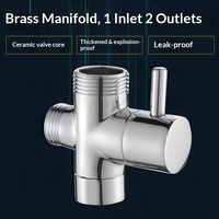 Robinet de douche à 3 voies en chrome électrolytique avec adaptateur en T et vanne de dérivation à ouverture rapide pour hôtels et toilettes – Garantie 3 ans