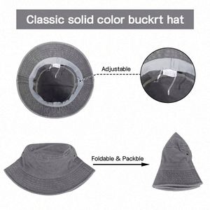 Wholesale Multiple Classical Color Unisex Bucket <b>Hat</b> 100% Cotton Washed Denim Vintage Sun Bucket <b>Hats</b> - Product Image 4