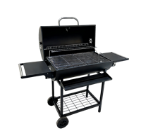Barbecue au charbon de bois NL Modern Premium avec structure pliable en fer thermolaqué, roulettes et table double face pour usage domestique et extérieur