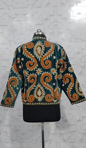 Latest Vintage Long Suzani velvet Jacket Women Elegant Casual Hand Embroidered Winter Coat Cozy <b>Cardigan</b> Dress Beach Free - Product Image 3