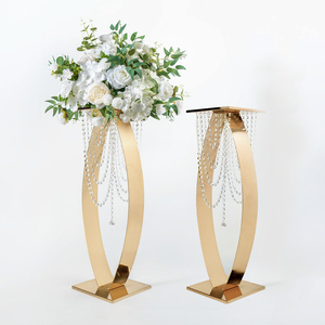 Modern High <b>Table</b> <b>Top</b> Flower Stand with Gold Silver Columns <b>Wedding</b> Centerpieces and <b>Table</b> <b>Decorations</b> - Product Image 5