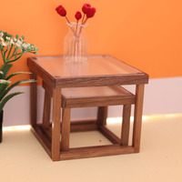 Table basse miniature en bois, transparente et en noyer, échelle 1:12, décoration de meubles pour maison de poupée