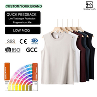 Débardeur de sport pour homme, été, 230 g/m², 100 % coton, coupe ample, respirant, sans manches, couleur unie, personnalisable avec logo