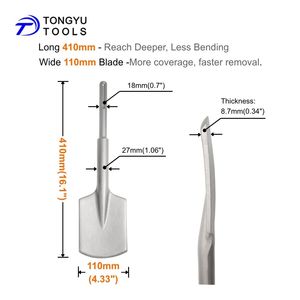 Pique à bêcher SDS Max 4.33"X16.1" - Outil de <span class=keywords><strong>marteau</strong></span> perforateur pour creuser l'argile, le gravier, le sable, le grès et l'aménagement paysager TE-C - Product Image 3