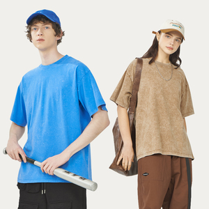 Camiseta de Hombre de Lujo con Efecto Desgastado, 100% Algodón, de Alta Calidad, Lisa, con Logotipo Vintage Personalizado, Lavado Ácido, Talla Grande - Product Image 1