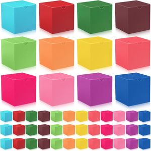 Cajas de Regalo Coloridas, Cajas de Regalo Pequeñas de Cartón <span class=keywords><strong>con</strong></span> Tapas, Paquete de Cajas de Papel Kraft Cuadradas de 4 x 4 x 4 Pulgadas para Ensamblar, para Cumpleaños - Product Image 1