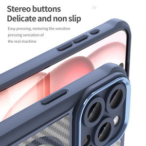 Funda de teléfono magnética de <span class=keywords><strong>fibra</strong></span> de carbono para iPhone 15 14 Pro Max, parachoques de carga inalámbrica, funda trasera para teléfono, Protector de teléfono a prueba de golpes - Product Image 4