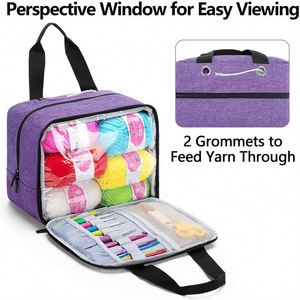 BSCI Factory OEM <b>Crochet</b> Kit Yarn <b>Storage</b> Tote <b>Bag</b> Small Portable Knitting <b>Bag</b> Travel Yarn Organizer - Product Image 3