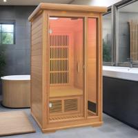Sauna Infrarroja Portátil para 1 Persona SS-100C con Madera de Cedro Rojo y Madera de Hemlock Canadiense, Bañera de Madera para Sauna, Sauna de Leña