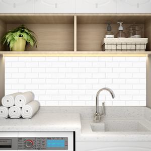 Peel and <strong>Stick</strong> Pule <strong>White</strong> Self Adhesive 3d Mosaic Kitchen Thicker Upgrade Wall <strong>Tile</strong> Waterproof and Removable - Product Image 5