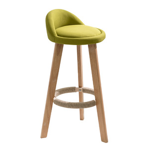 Lingtuo Bar <b>Stool</b> Solid Wood Nordic Style Fabric <b>Seat</b> High <b>Stool</b> For Home Dining Room - Product Image 5