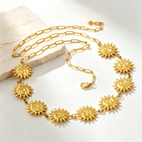 Chaîne de taille en acier inoxydable plaqué or avec breloques étoile de mer et soleil pour femme, bijoux de ventre superposés pour la plage, vente en gros d'usine OEM ODM