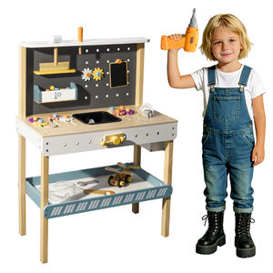 Ensemble d'outils pour enfants, outils en <span class=keywords><strong>bois</strong></span>, banc, jouet pour tout-petits, établi avec des outils réalistes, jouet de construction, cadeaux pour les garçons et les filles de 3 à 9 ans - Product Image 2