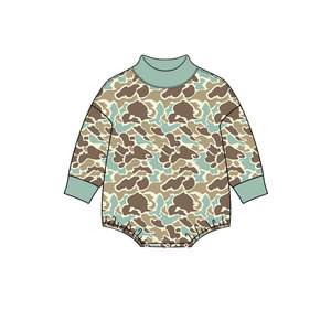 Body de Manga Larga con Cuello Alto para Bebés Niñas, Certificado por CPC y CPSIA, Estampado de Camuflaje, 95% Algodón, 5% Elastano - Product Image 2