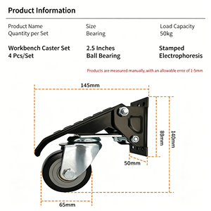 Roue pivotante industrielle en caoutchouc massif de 5 pouces avec frein latéral, capacité de charge de 450 lb pour chariot mobile, roulement fluide - Product Image 5