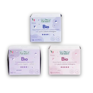 Assorbenti igienici Vivicot in cotone biologico giorno e notte con ali, biodegradabili, ad elevata assorbenza, prodotti nella Toscana - Product Image 1