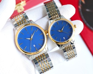 Reloj Mecánico Automático para Pareja, Correa de Acero Inoxidable, Esfera Azul, Visualización de Fecha, Estilo Casual de Negocios, Juego de Relojes de Pulsera para Hombre Omegaes - Product Image 4