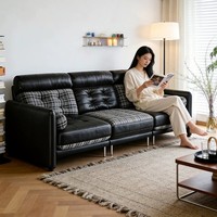 Modernes Luxus 3-Sitzer Ledersofa Kariertes Polstersofa Komfortables Wohnzimmermöbel für Zuhause Hotel Villa Apartment Set