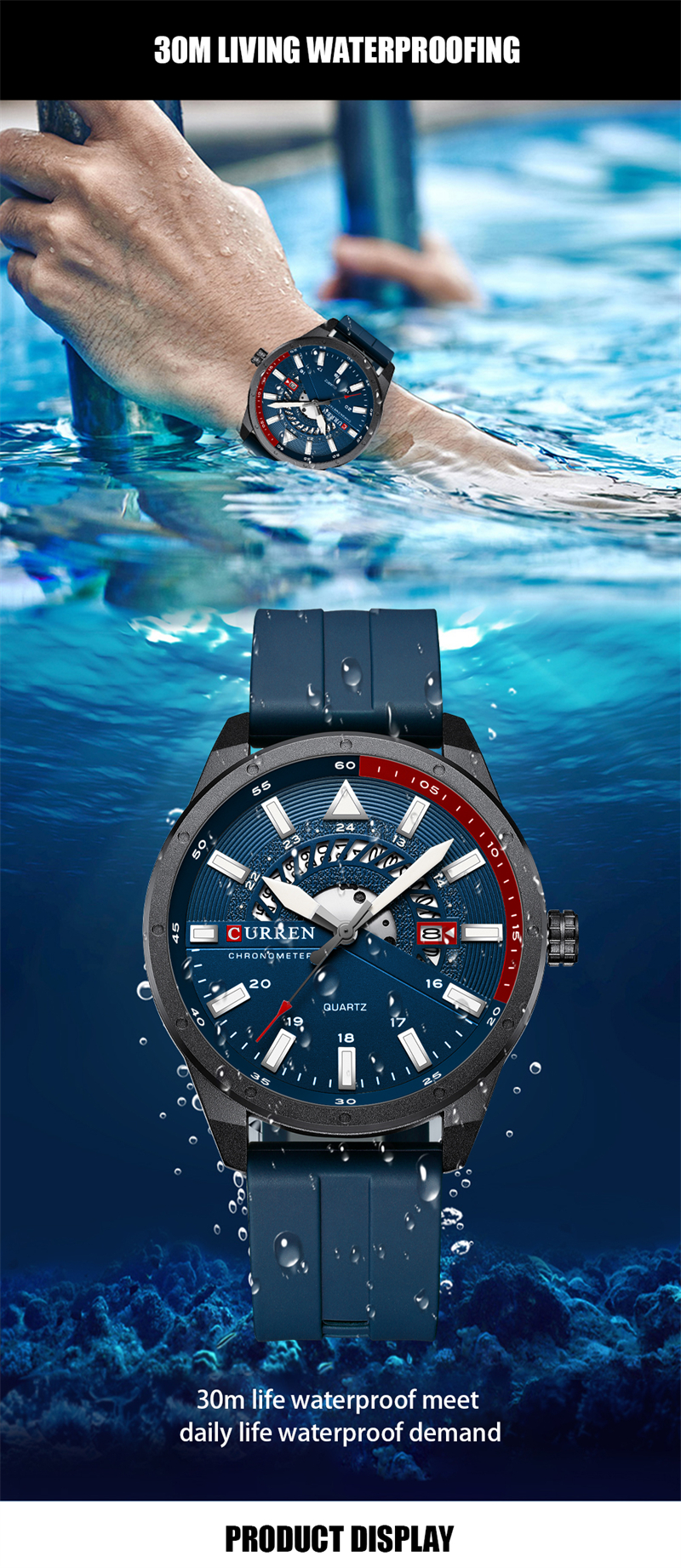 CURREN 8421 Hommes Montres Top Marque De Luxe Montre À Quartz Hommes Mode Casual Bracelet En Cuir Horloge Petit Cadran Décoration Sport Montre