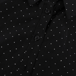 Abito Corto <span class=keywords><strong>Nero</strong></span> da Donna con Cintura e Bottoni, <span class=keywords><strong>Maniche</strong></span> <span class=keywords><strong>Lunghe</strong></span>, in Rayon con <span class=keywords><strong>Paillettes</strong></span> e Diamanti, per Feste, Collezione 2025 - Product Image 6