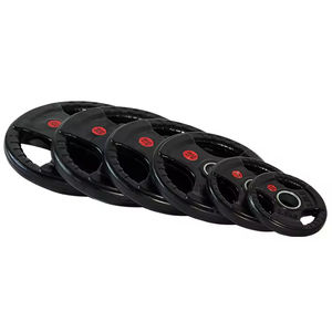 Plaque de poids en fonte revêtue de caoutchouc PU, à triple grip, antidérapante, écologique et durable pour la musculation, équipement de gym commercial en gros - Product Image 2