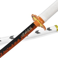 Réplique de la lame Nichirin de Kyojuro Rengoku, 45 cm, en acier 440ss, inspirée de l'anime japonais Demon Slayer, petit katana pour enfants.