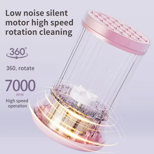 <span class=keywords><strong>Limpiador</strong></span> de <span class=keywords><strong>brochas</strong></span> de maquillaje eléctrico de 7000 rpm/min con limpieza automática de esponja y secador Rosa AS + PC + Material TPE - Product Image 4